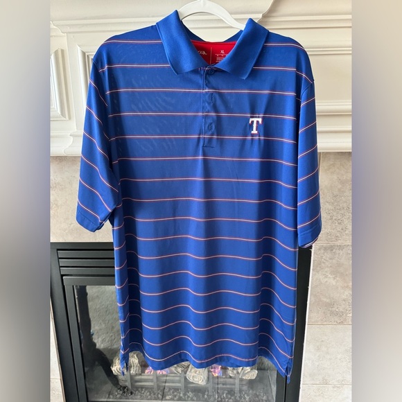 Antigua Texas Rangers Men’s MLB Short Sleeve Royal Blue Striped Polo Shirt XL - Picture 1 of 8